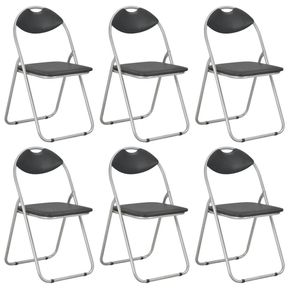 Vidaxl Skladacie jedálenské stoličky 6 ks čierne umelá koža